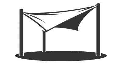 Icon eines Sonnensegels als Schattenschutz f&uuml;r Spielplatz und Kindergarten